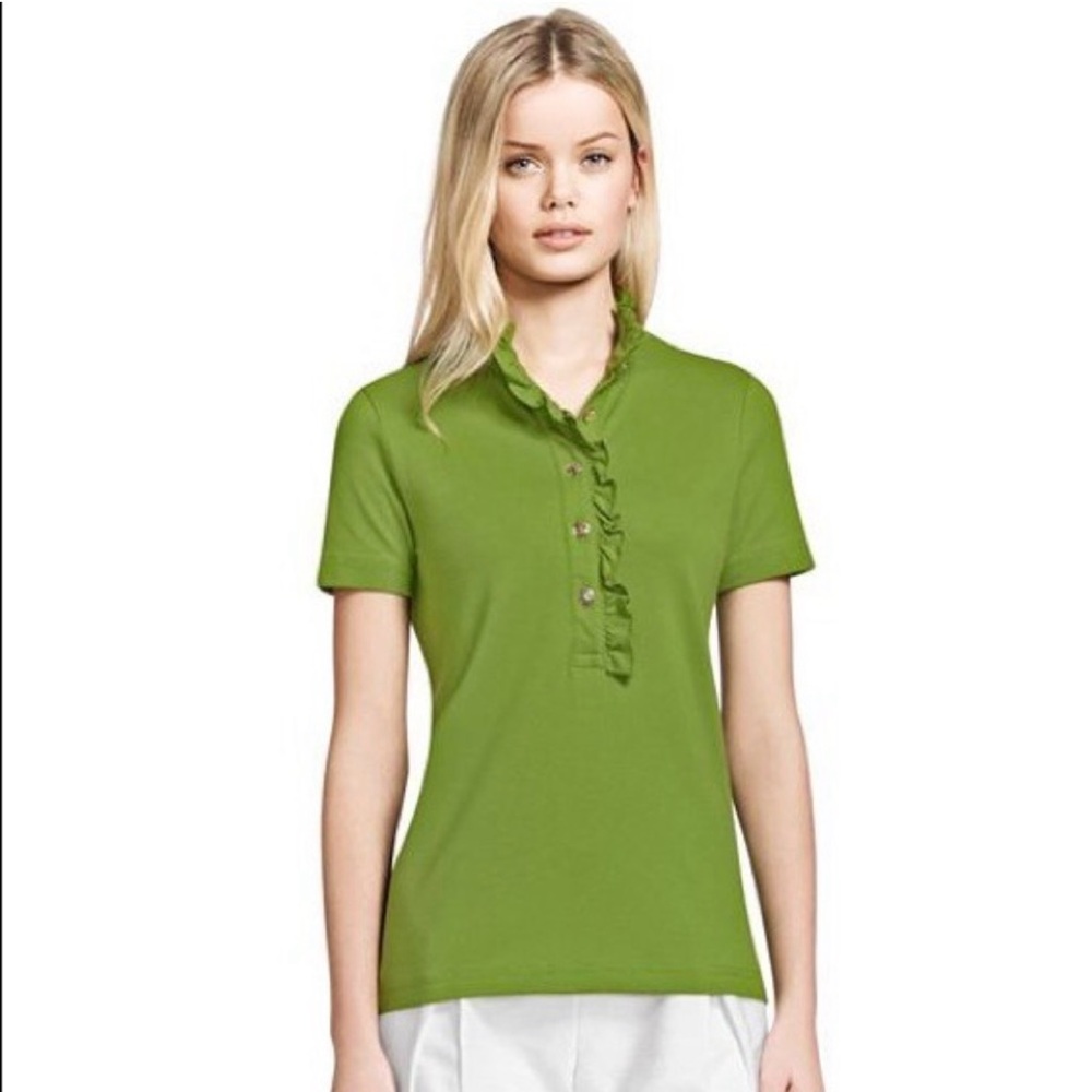 Tory Burch Green Fitted Polo Button Down Shirt